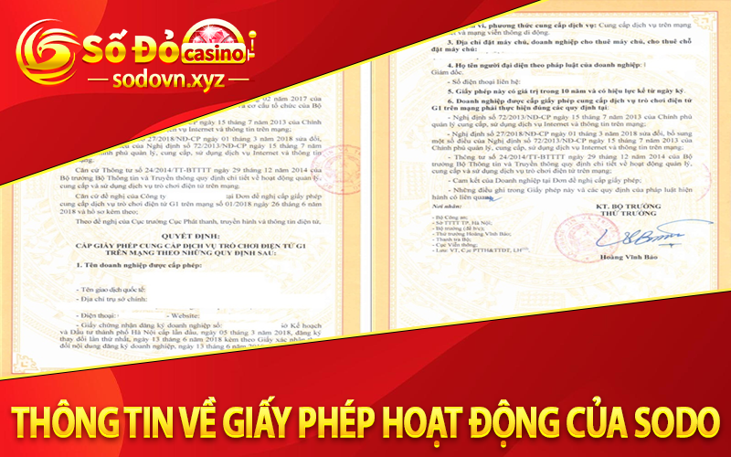 Thông Tin Về Giấy Phép Hoạt Động Của Sodo